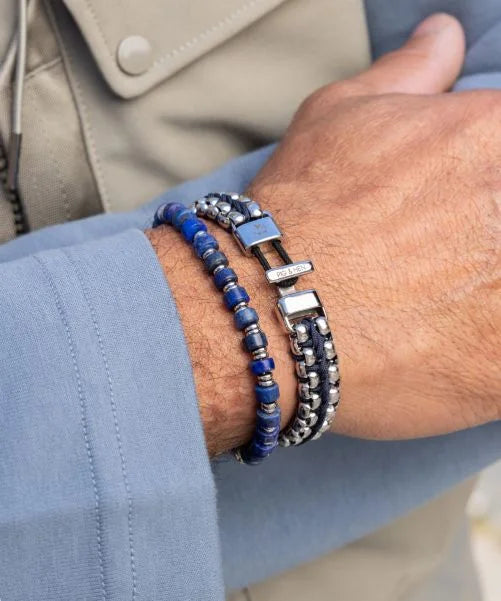 Pig and Hen Silver Bracelet Brontide 6mm Lapis Lazuli