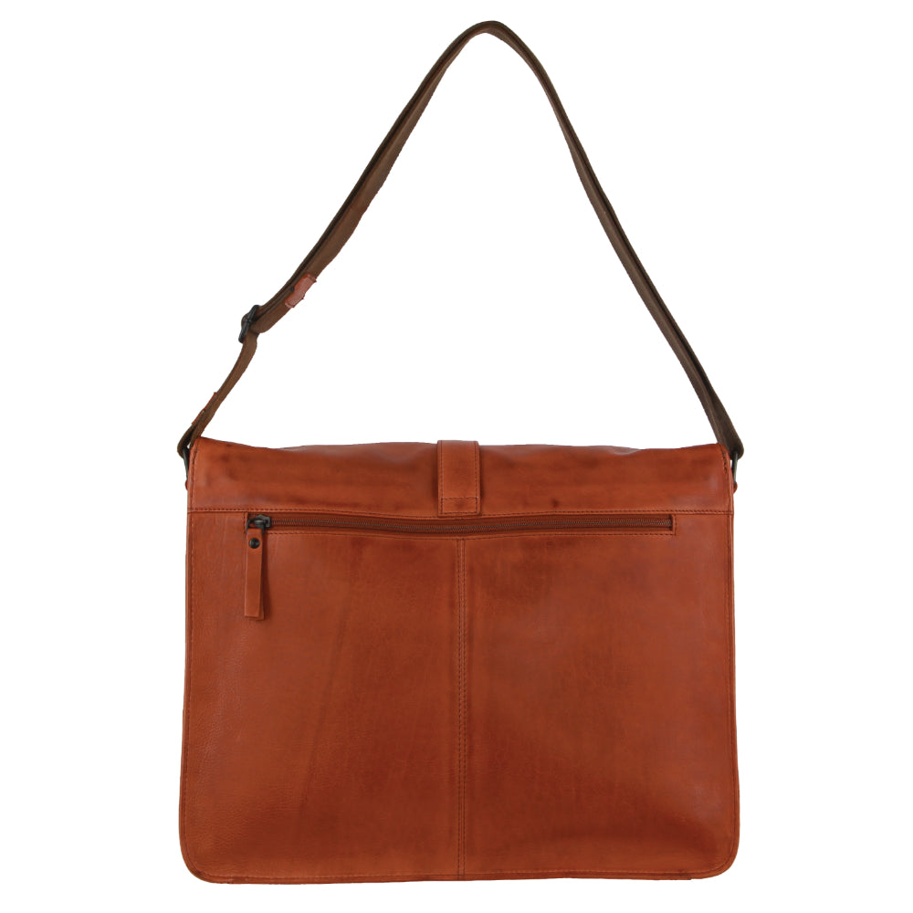 Pierre Cardin Classic Leather Flap-Over Laptop Bag