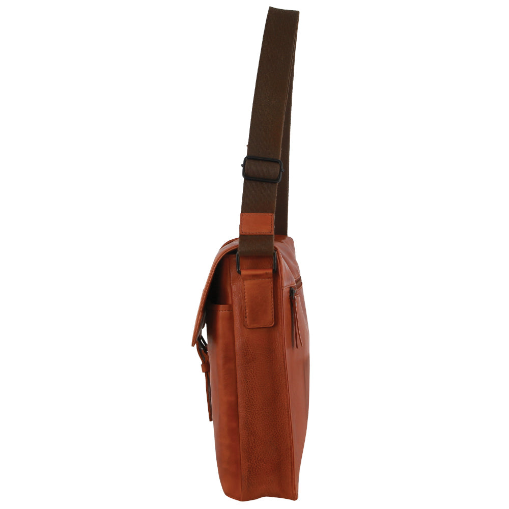 Pierre Cardin Classic Leather Flap-Over Laptop Bag