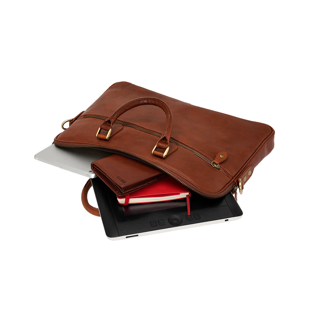 I Medici Italian leather satchel laptop briefcase - Tan