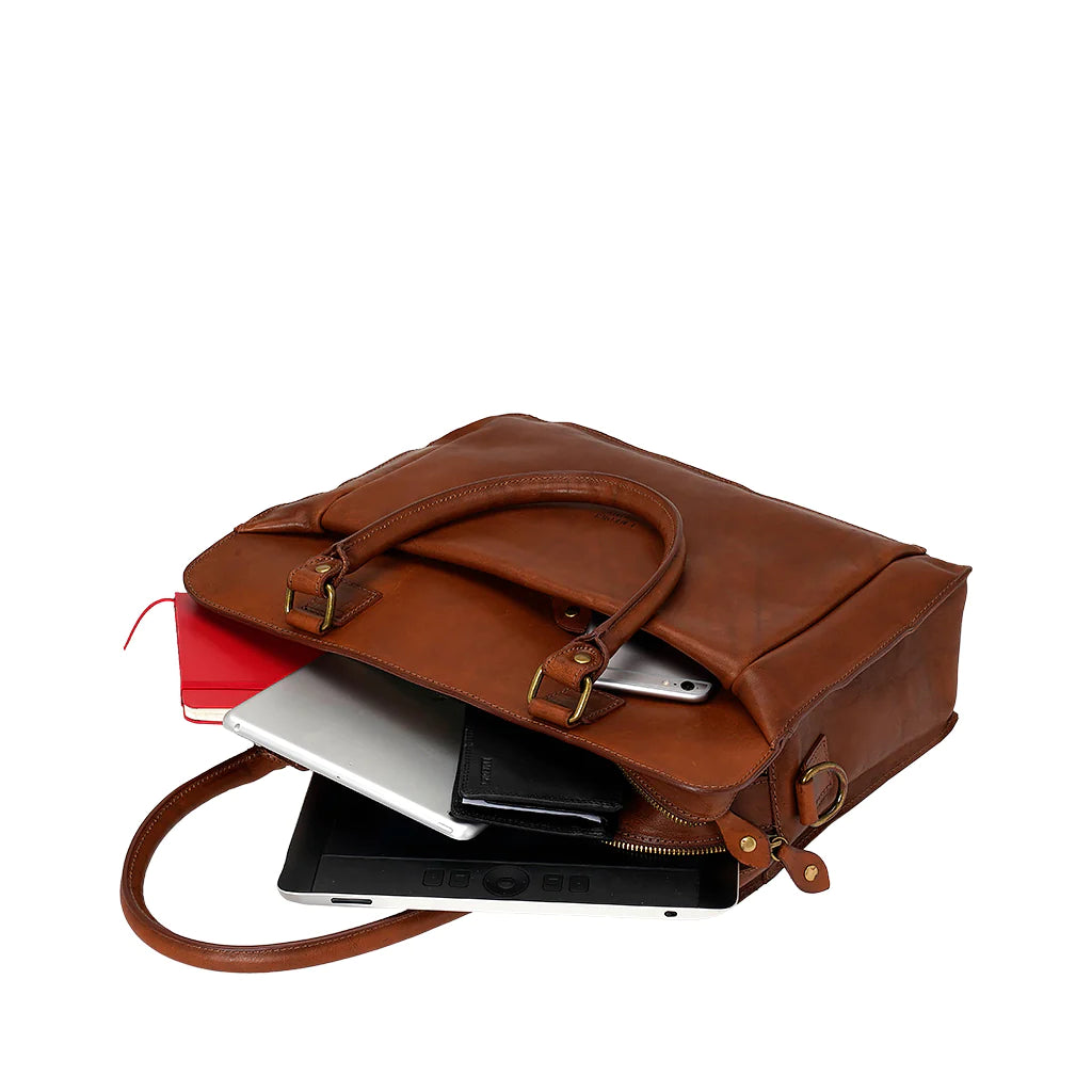 I Medici Italian Leather Briefcase - Tan