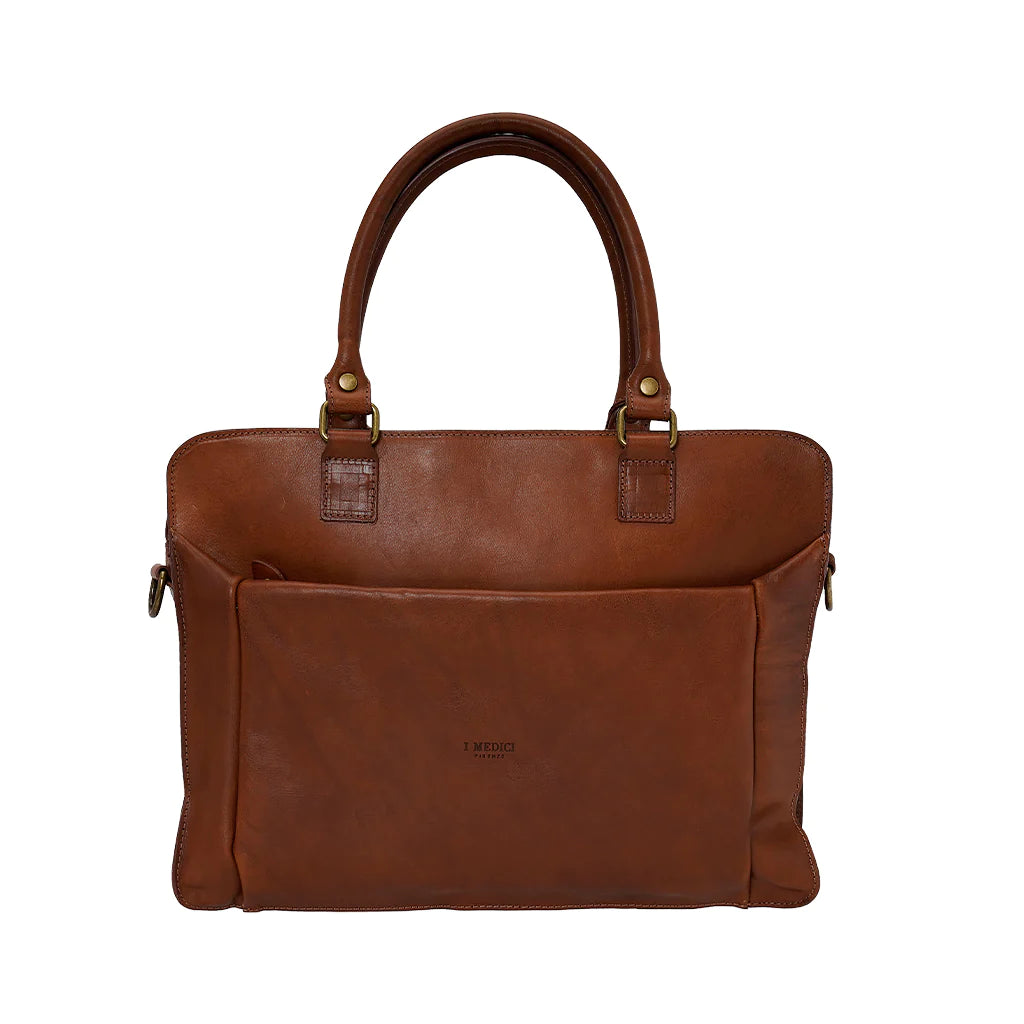 I Medici Italian Leather Briefcase - Tan