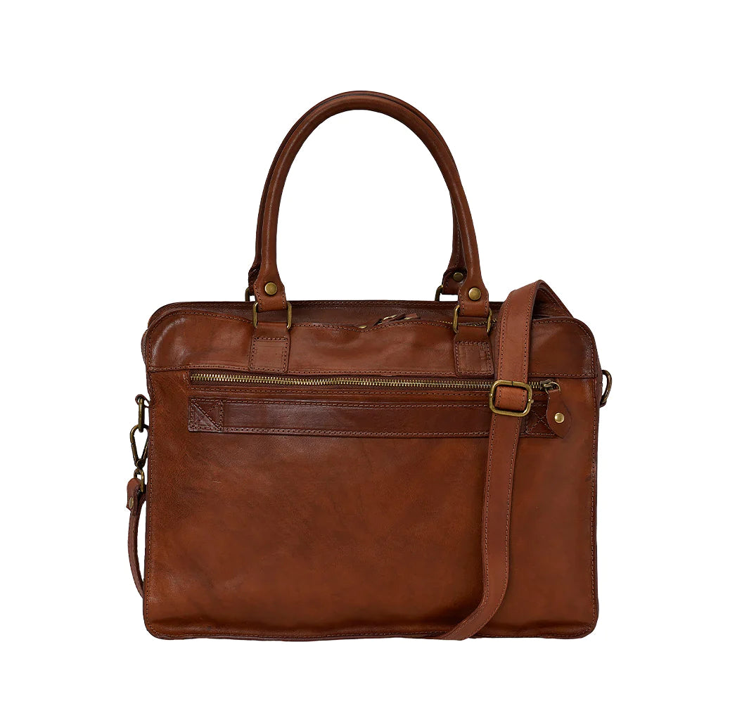 I Medici Italian Leather Briefcase - Tan