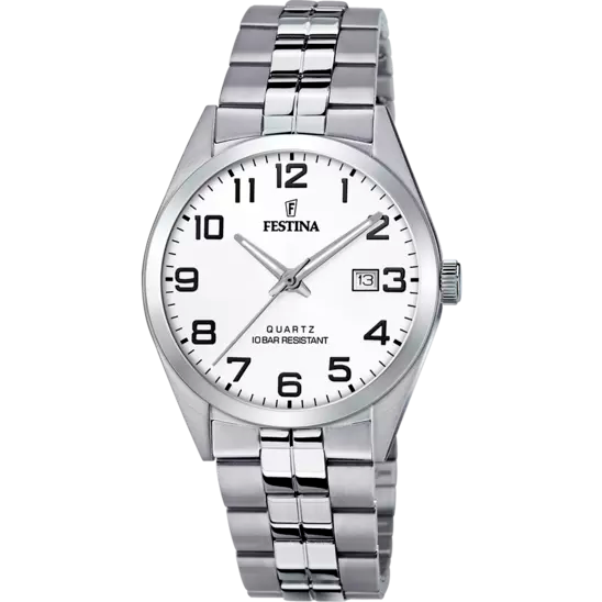 FESTINA MEN'S WHITE CLASSICS STAINLESS STEEL WATCH BRACELET F20437/1