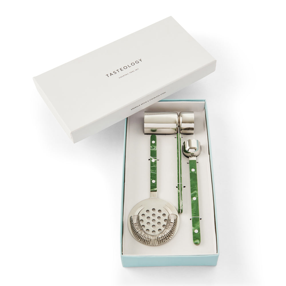 Tasteology Cocktail Tools Set of 3 - Emerald