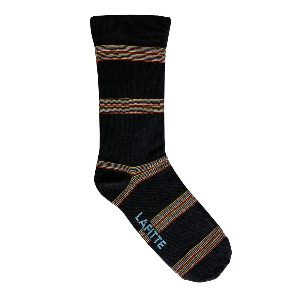 Lafitte STRIPE BLACK - ORGANIC COTTON LOOSE TOP SOCK