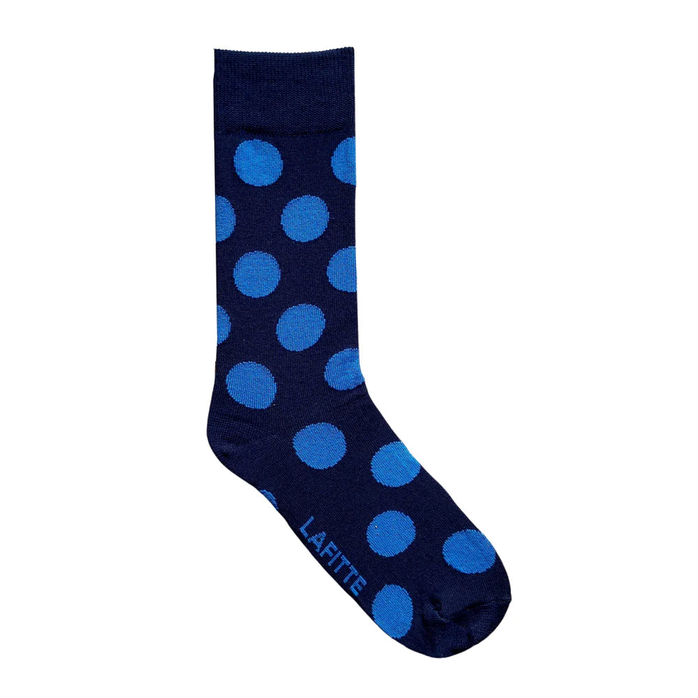 Lafitte Navy Big Spot Socks
