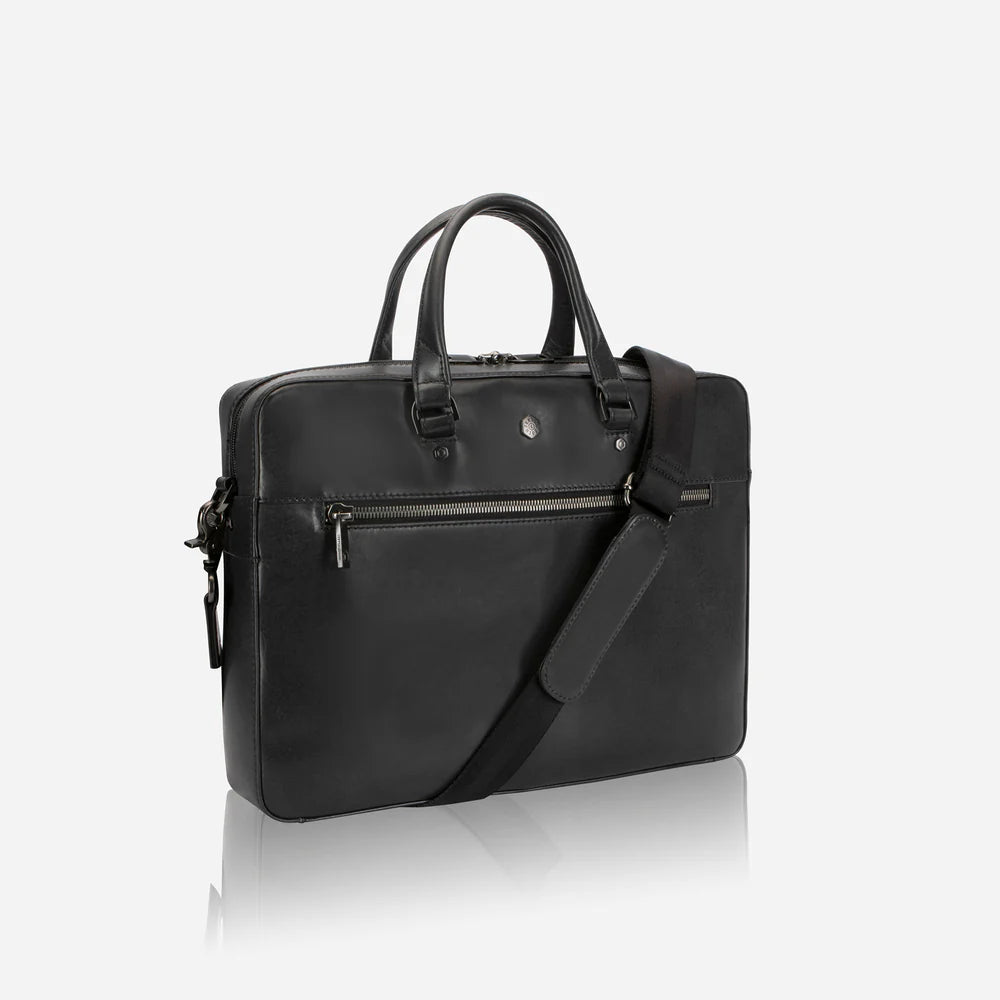Black Slim Zip Top Briefcase