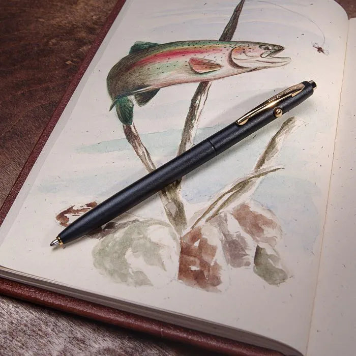 Fisher MATTE BLACK SHUTTLE SPACE PEN, GOLD ACCENTS
