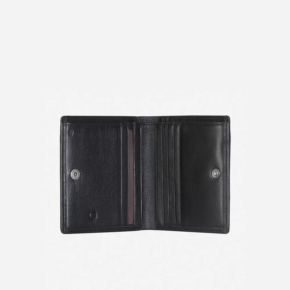 SLIM BIFOLD CARD HOLDER WITH COIN, SOFT BLACK