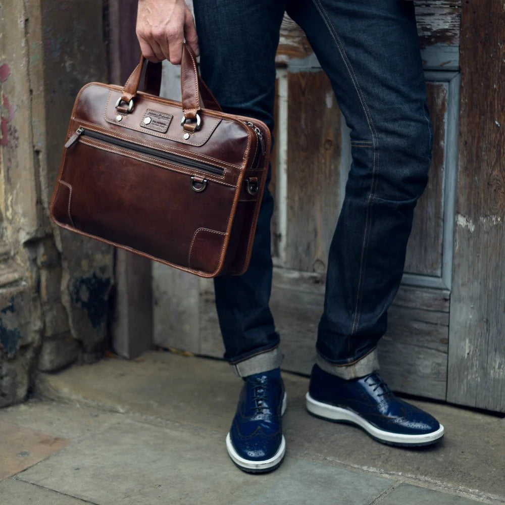 Jekyll and Hide Brown Medium Laptop Briefcase