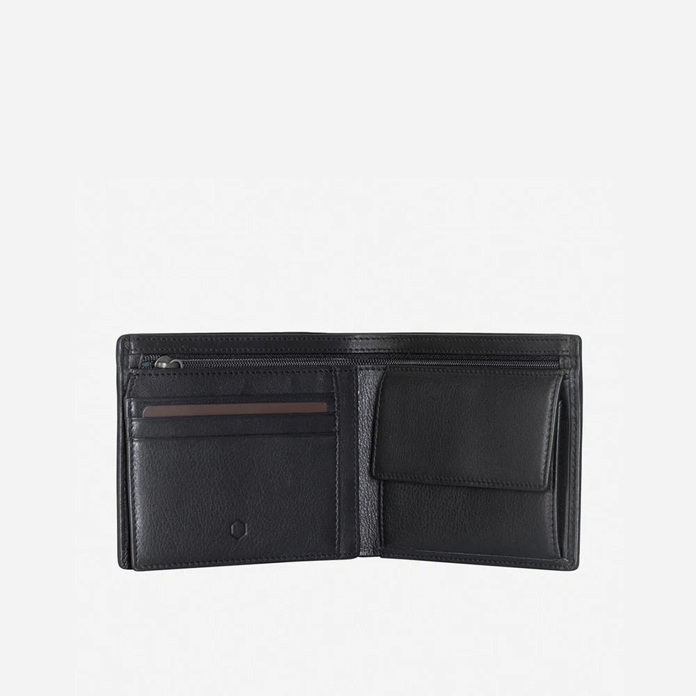 LARGE BILLFOLD WALLET WITH COIN, SOFT BLACK