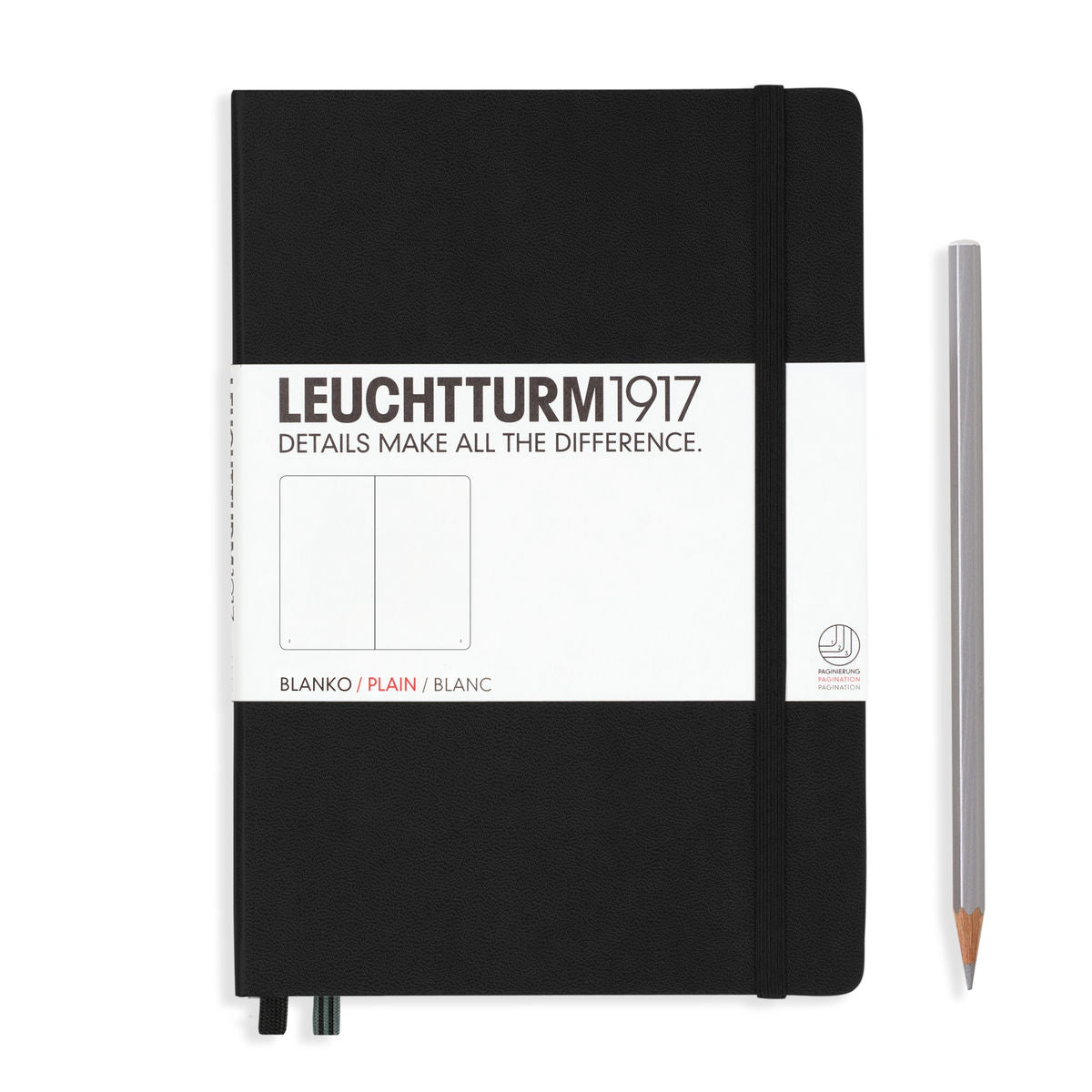 Notebook Medium (A5) Hardcover, 249 Numbered Pages, Plain, Black