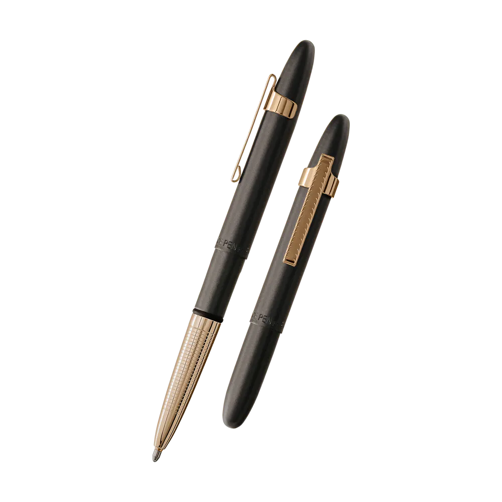 Matte Black Bullet Space Pen, Gold Finger Grip