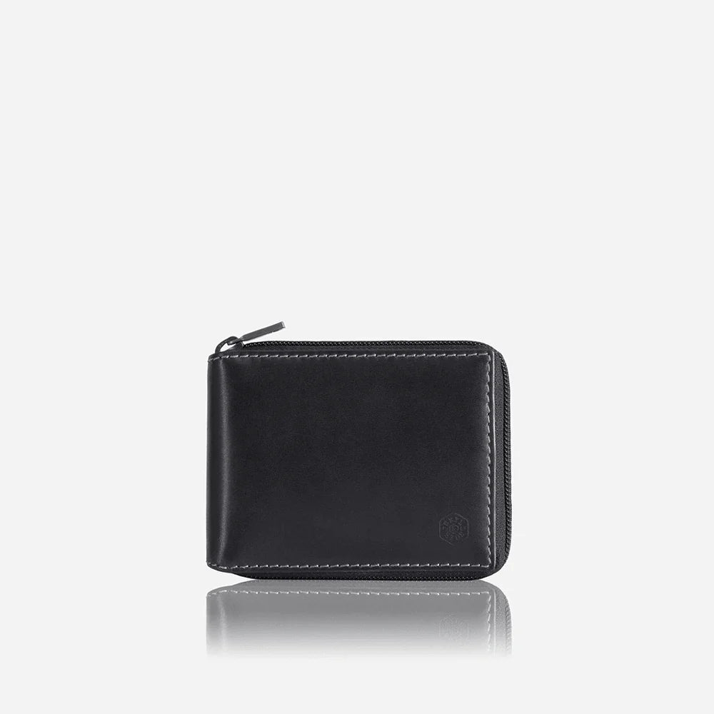 LARGE ZIP AROUND WALLET WITH COIN, BLACK
