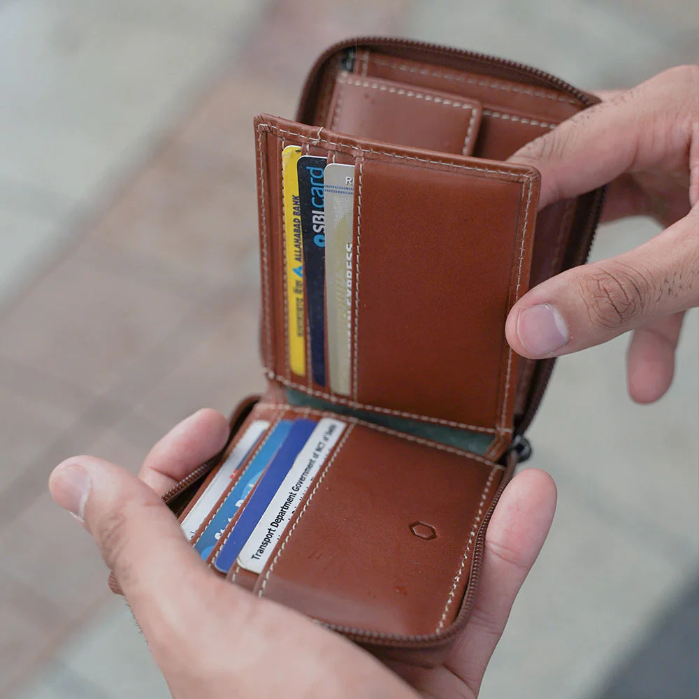 LARGE ZIP AROUND WALLET WITH COIN, CLAY