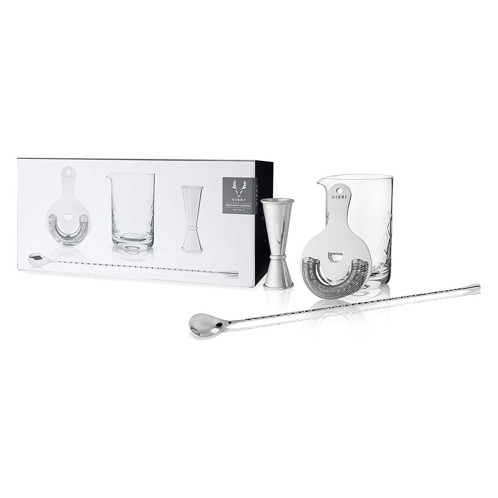4-PIECE STAINLESS STEEL MIXOLOGIST BARWARE SET