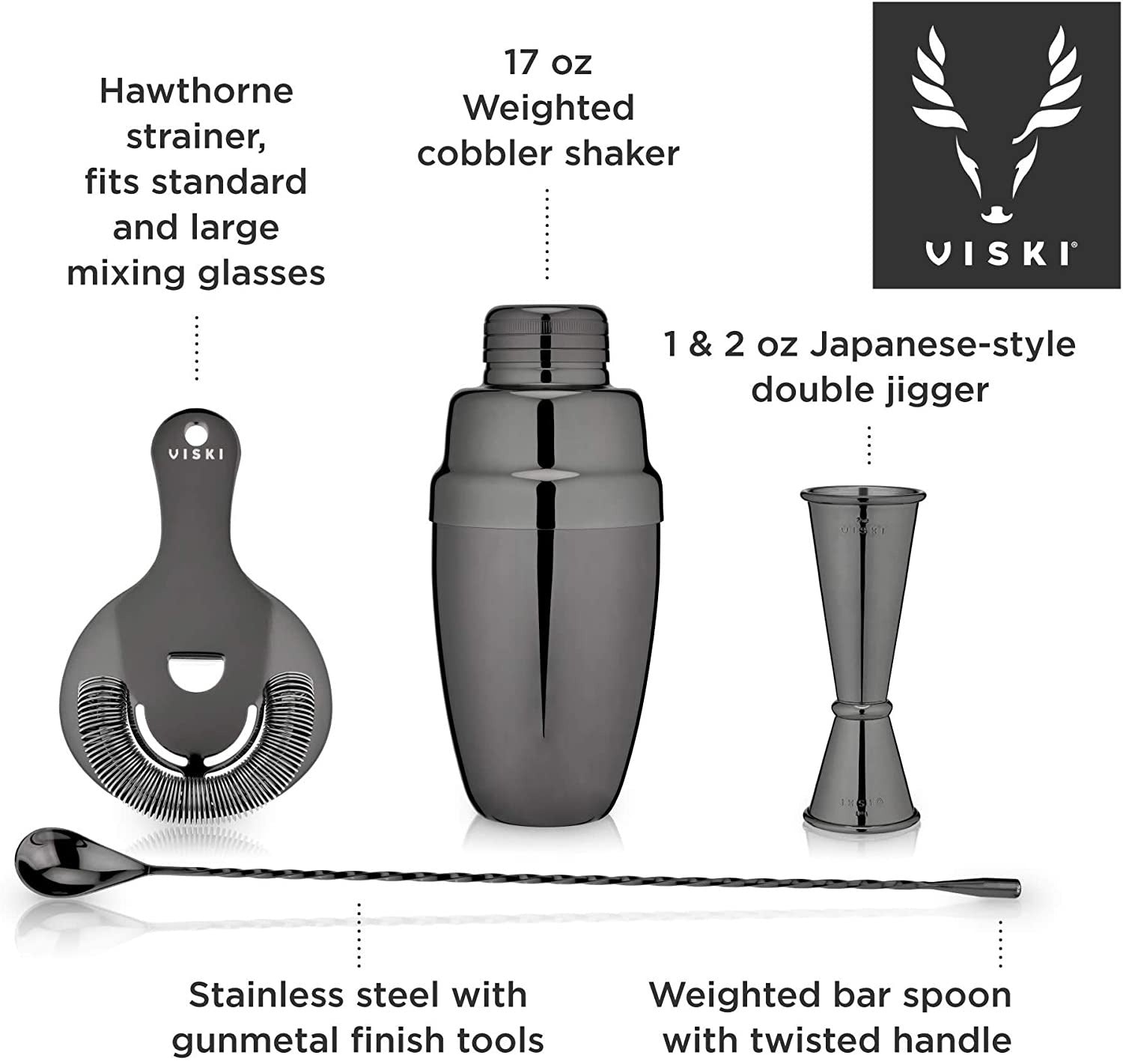 GUNMETAL MIXOLOGIST BARWARE SET