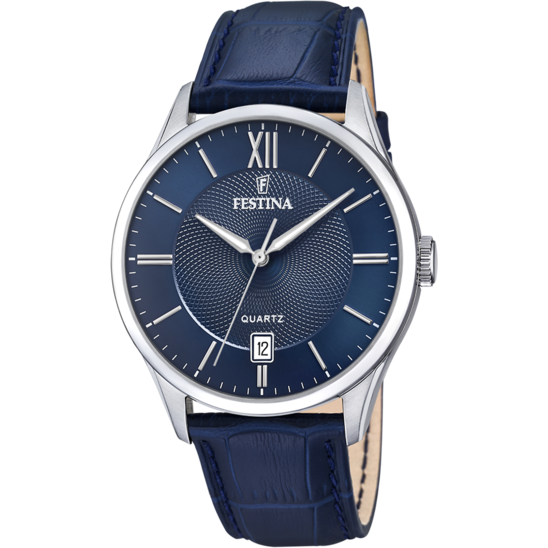 FESTINA MEN'S BLUE CLASSICS LEATHER WATCH BRACELET F20426/2