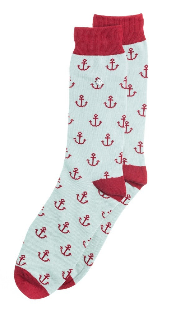 ANCHOR GREY/RED SOCKS - MEDIUM