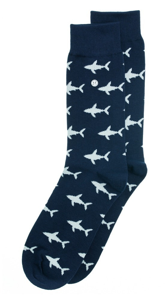 SHARK ATTACK NAVY SOCKS - MEDIUM
