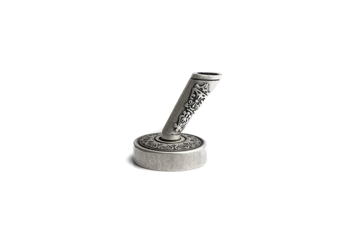 Metal pen or feather holder