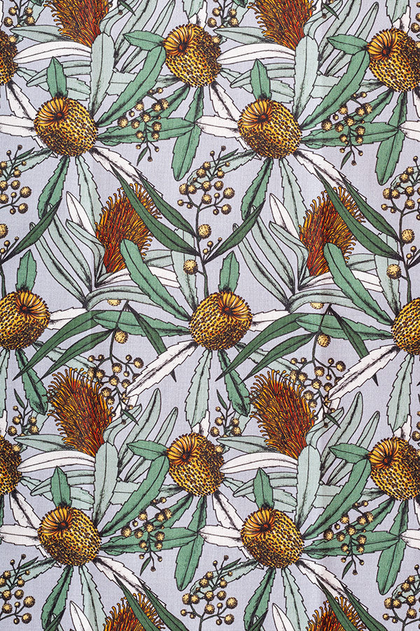 Peggy and Finn Banksia Grey Pocket Square