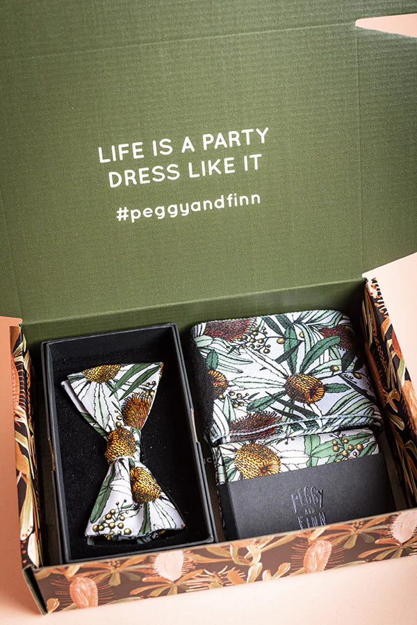 Peggy and Finn Bow Tie Gift Set Banksia Grey