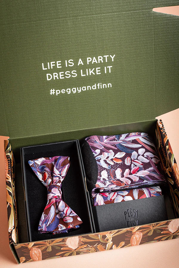 Peggy and Finn Bow Tie Gift Set Protea Burgundy