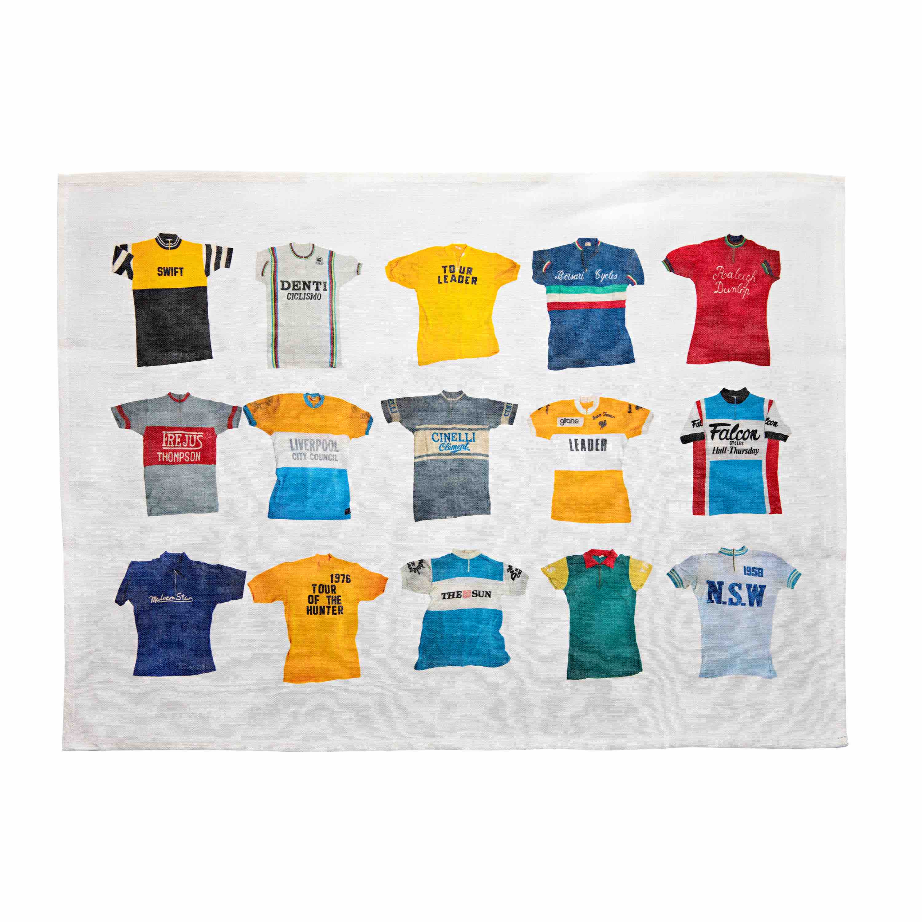 Sporting Nation Vintage Cycling Jerseys Tea Towel
