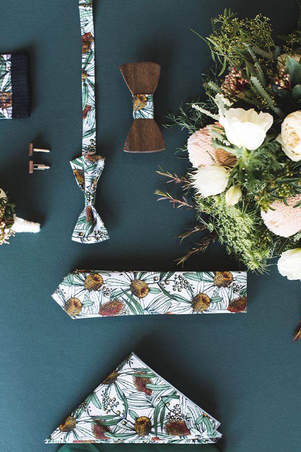 Peggy and Finn Banksia Grey Pocket Square