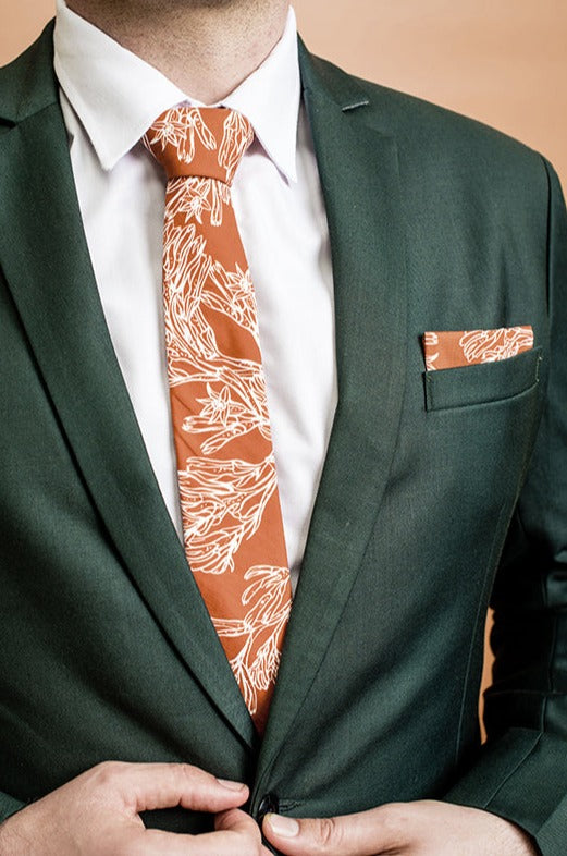 Peggy and Finn Kangaroo Paw Burnt Orange Pocket Square