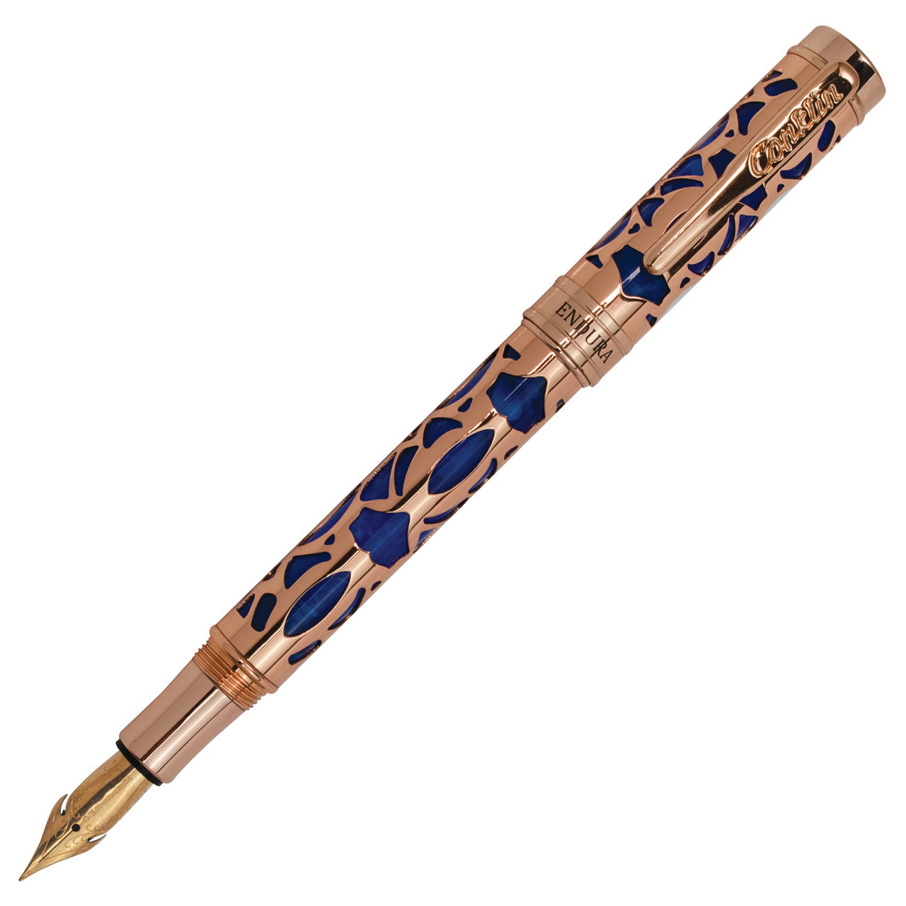 Endura Deco Crest Rose Gold Navy Fountain Pen