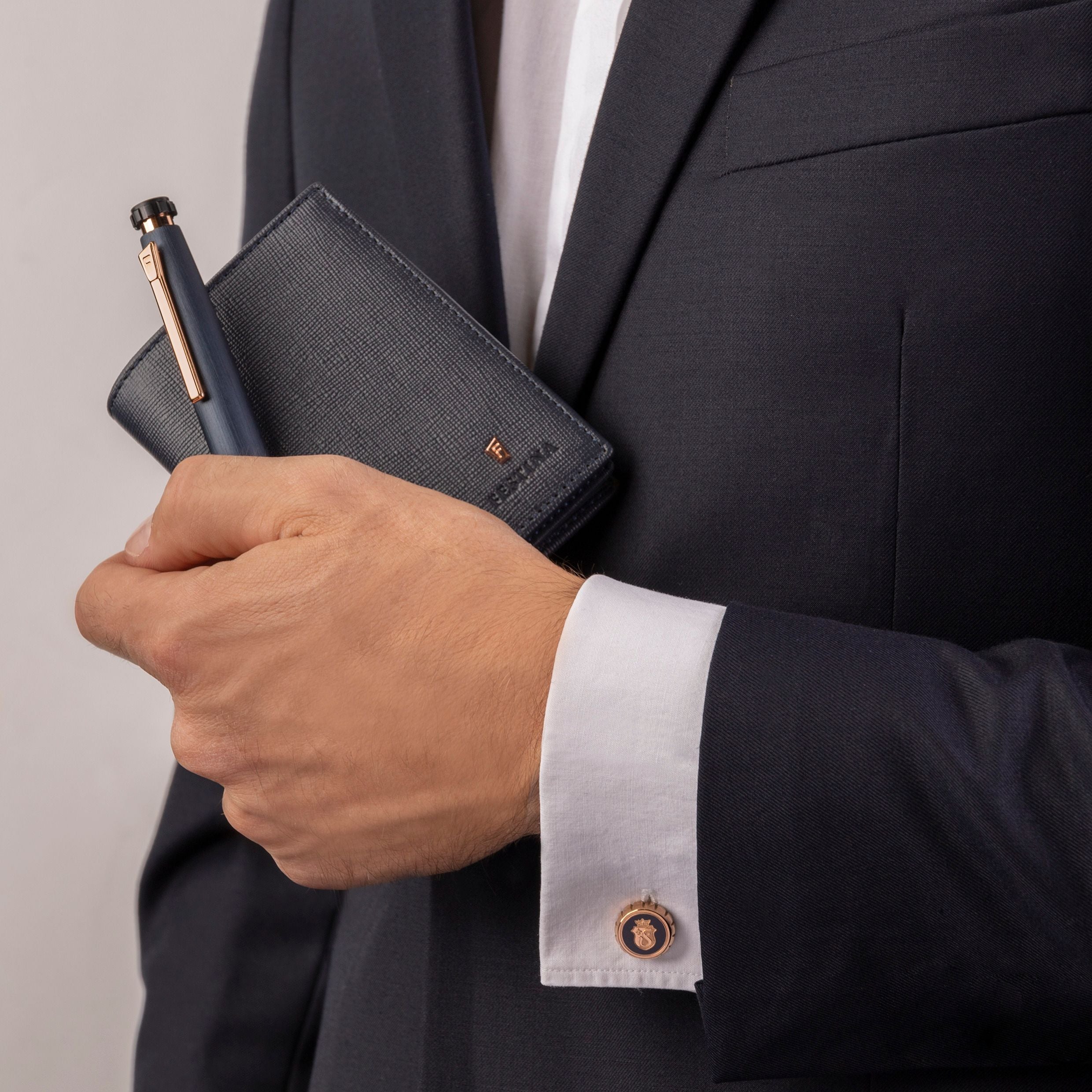 Festina Stainless Steel Cufflinks Chronobike Navy & Ion plated Rose Gold