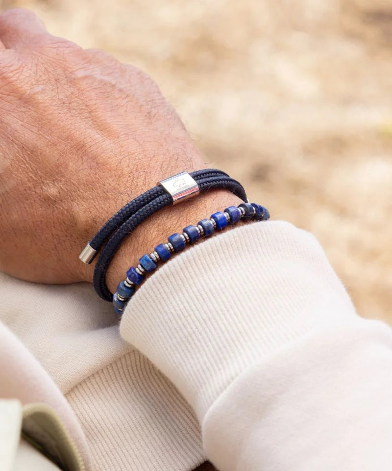 Bracelet Little Lewis 4mm Navy | Silver