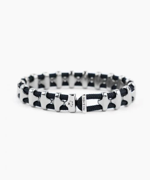 Pig and Hen Bracelet Bold Bob Navy Silver