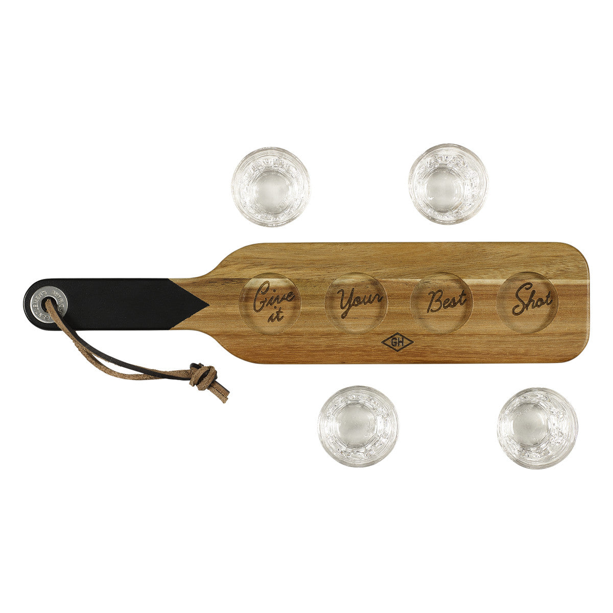 Gentlemen's Hardware Serving Paddle & Shot Glasses