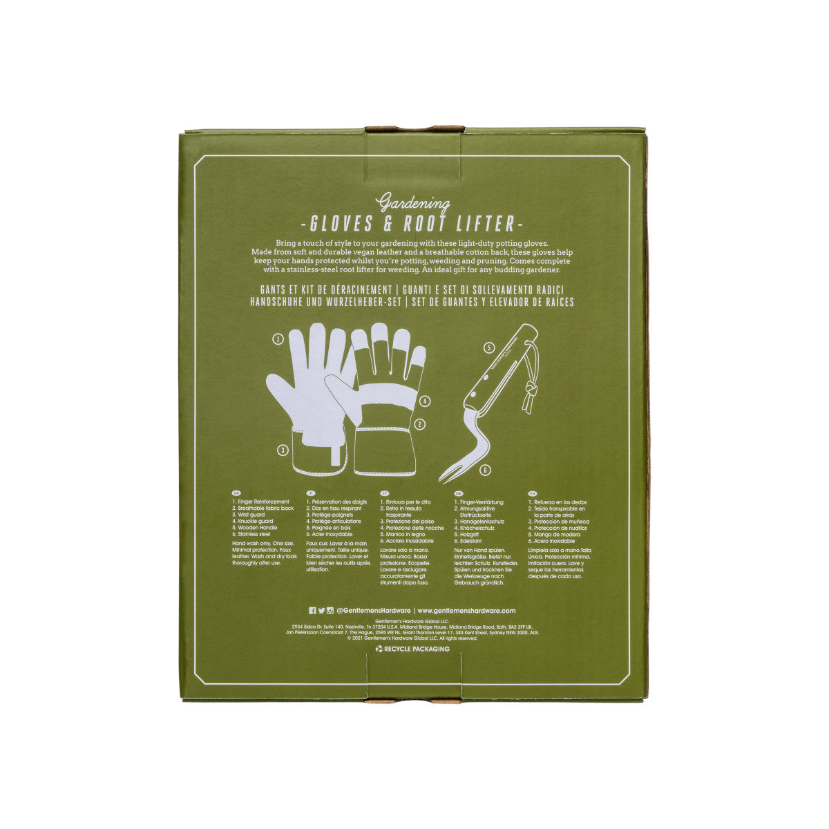 Gentlemen's Hardware Leather Gloves and Root Lifter