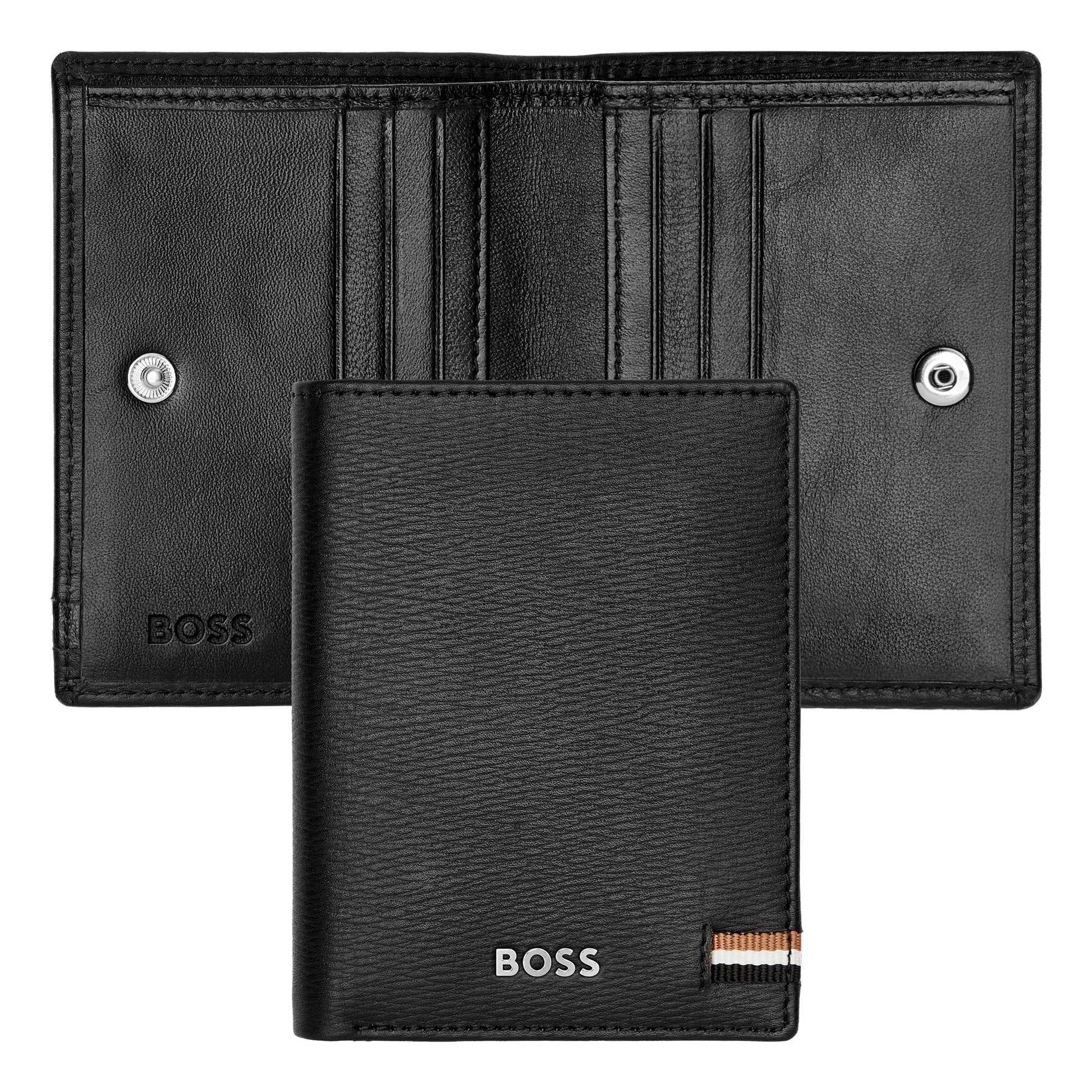 Leather Folding card holder Iconic Black
