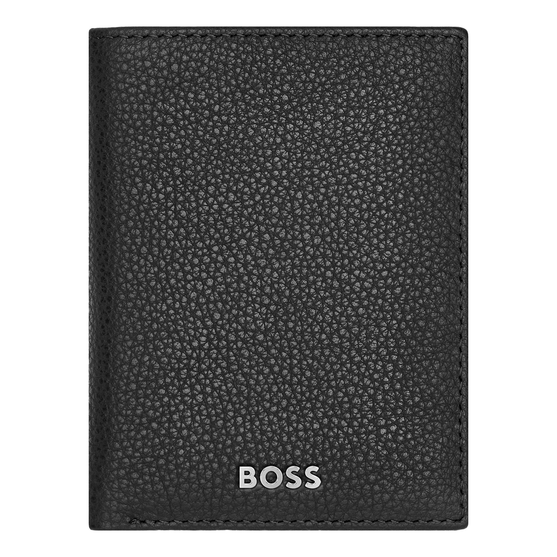 Leather Card Holder Trifold Classic Grained Black