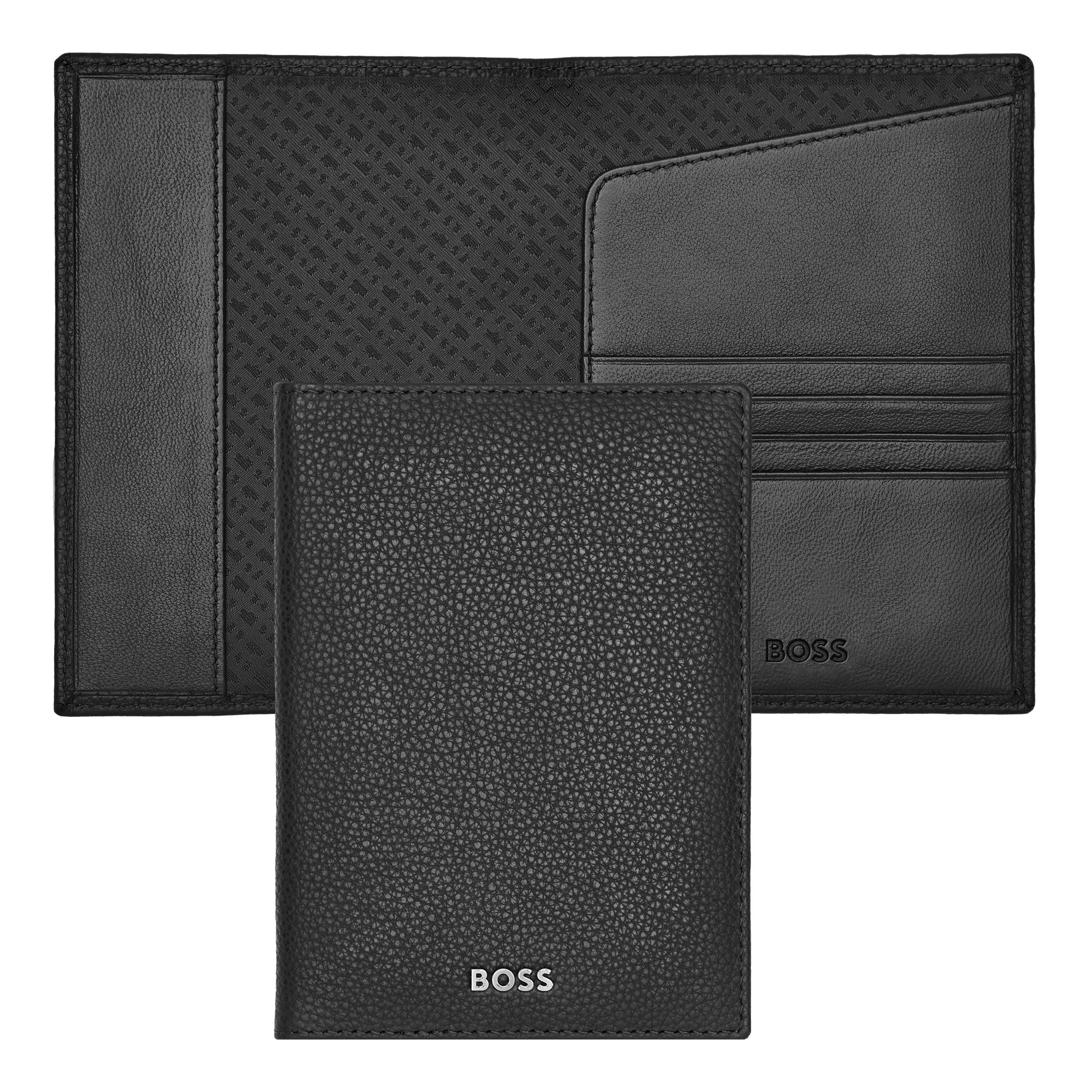 Hugo Boss Passport Holder Classic Grained Black Leather