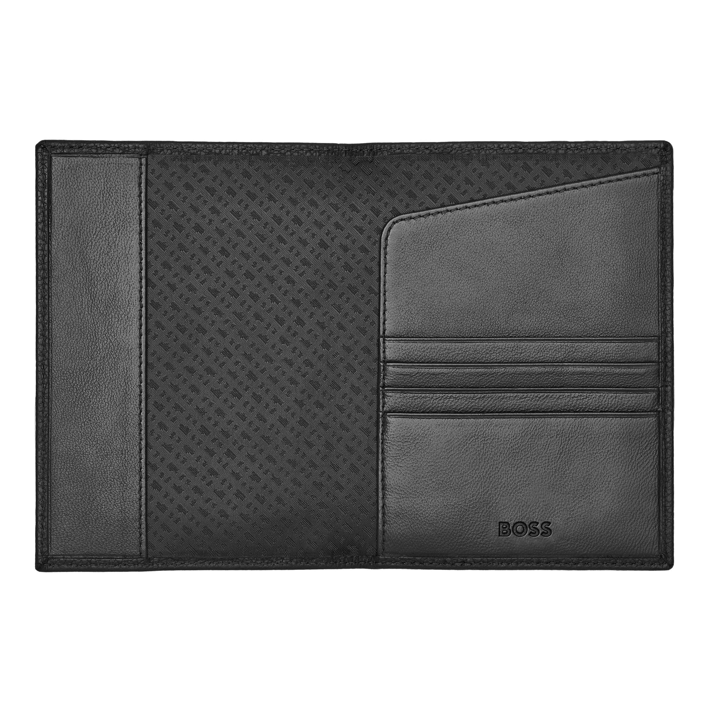 Hugo Boss Passport Holder Classic Grained Black Leather
