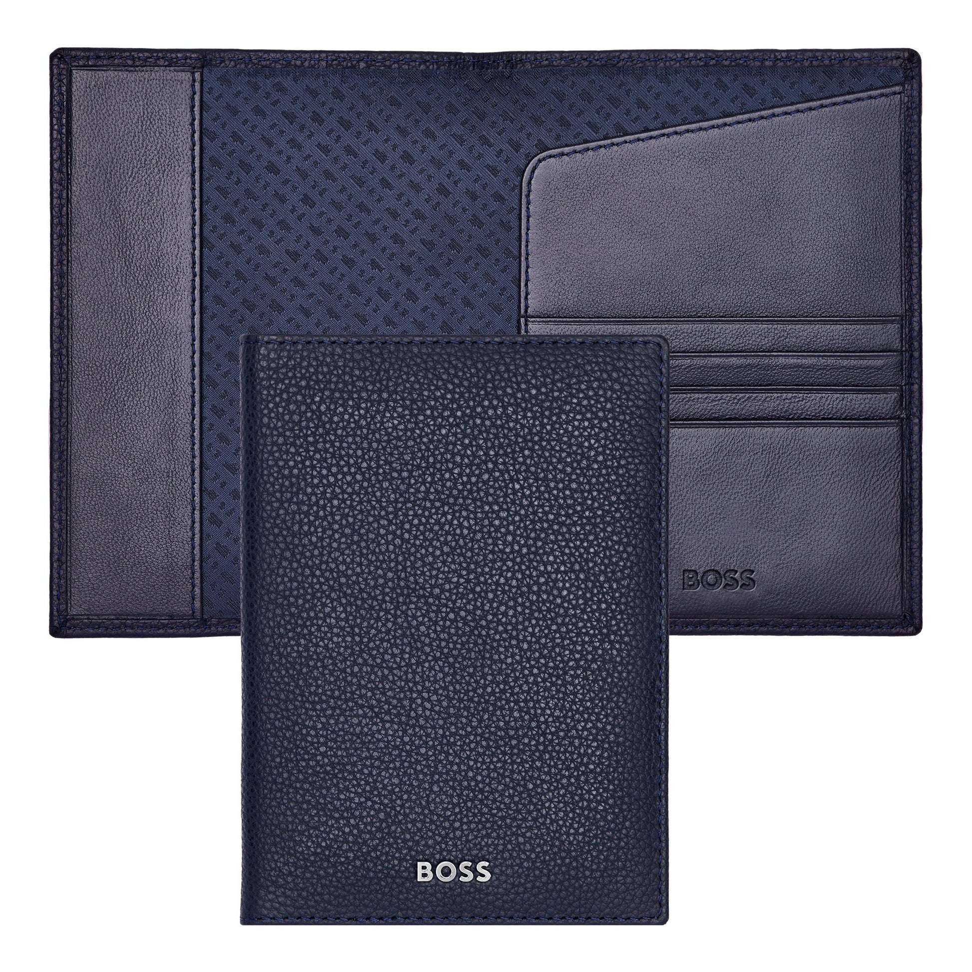 Hugo Boss Passport Holder Classic Grained Black Leather