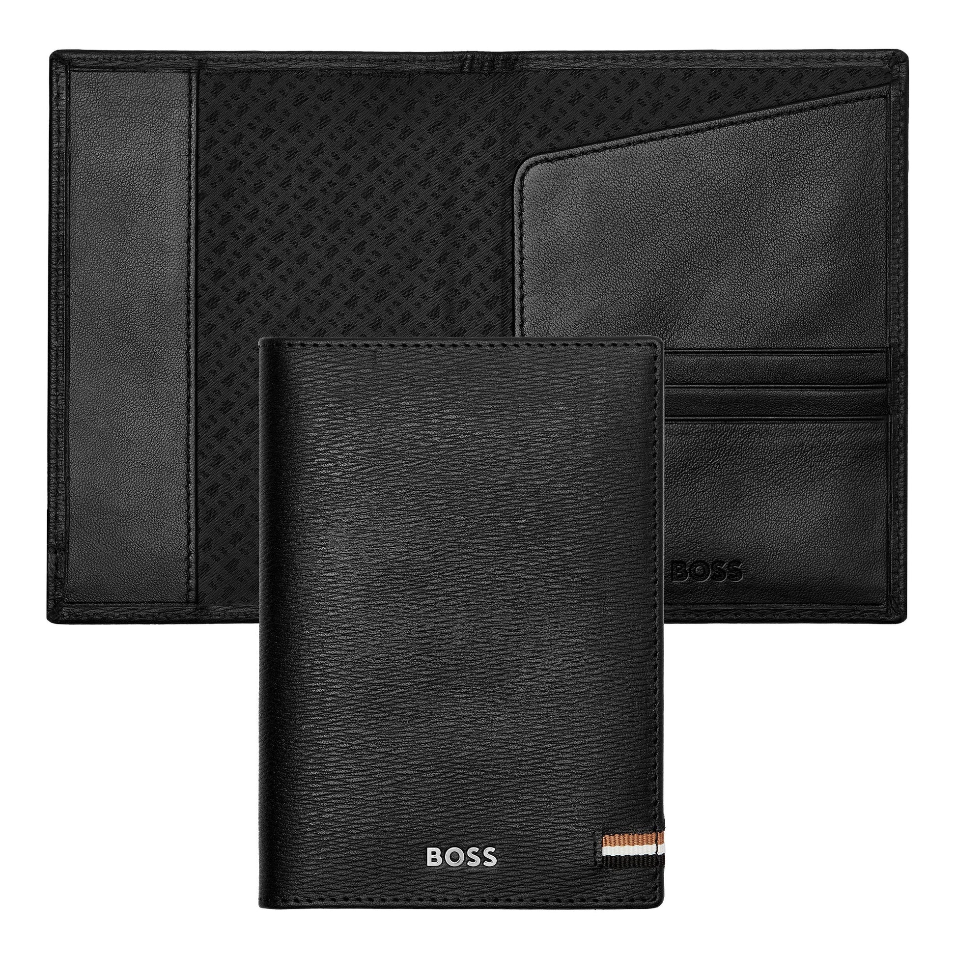Hugo Boss Passport Holder Iconic Black Leather