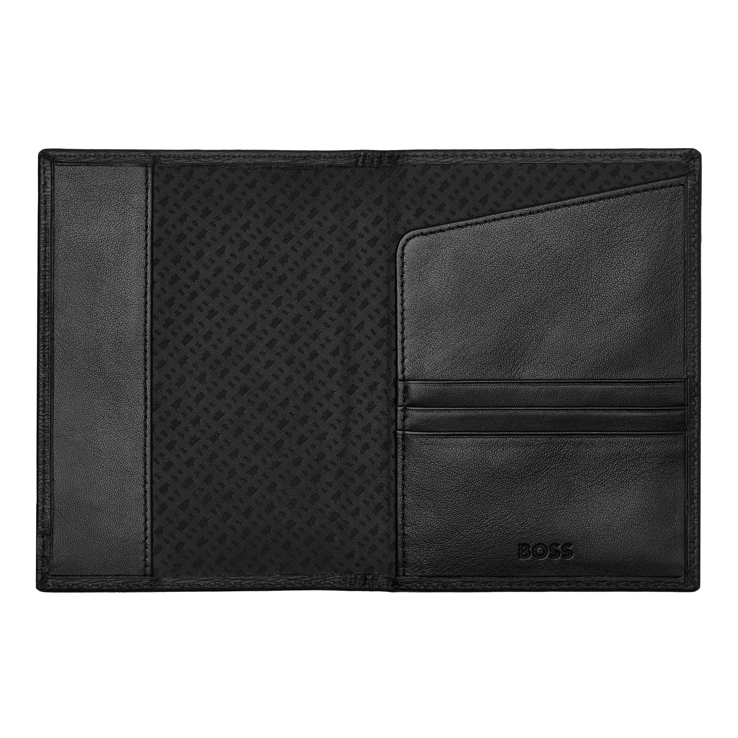 Hugo Boss Passport Holder Iconic Black Leather