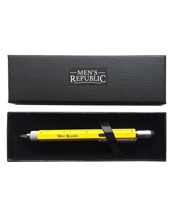Men's Republic Stylus Pen Pocket Multi Tool 9-in-1 functions - Yellow