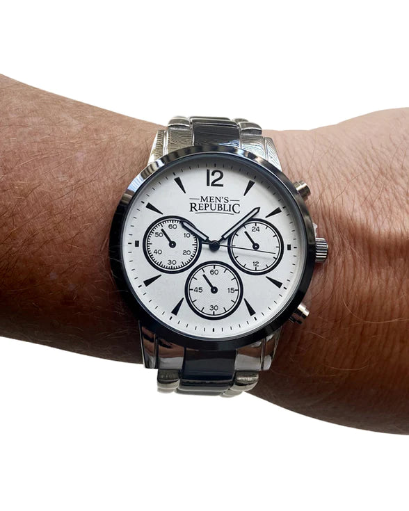 Watch set with 2 Bracelet - Chrome/Black