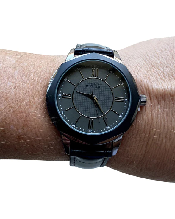 Elegant Gun Metal Watch Set