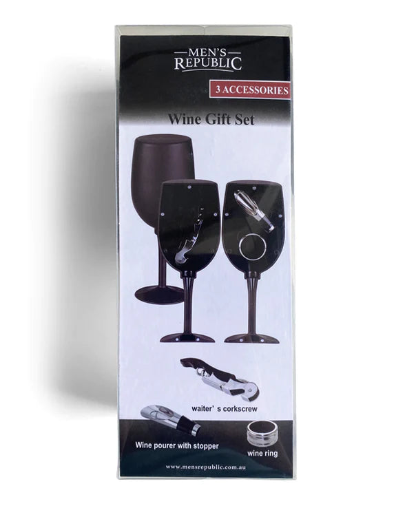 Men's Republic Wine Tool Gift Set - 3 pcs in Glass