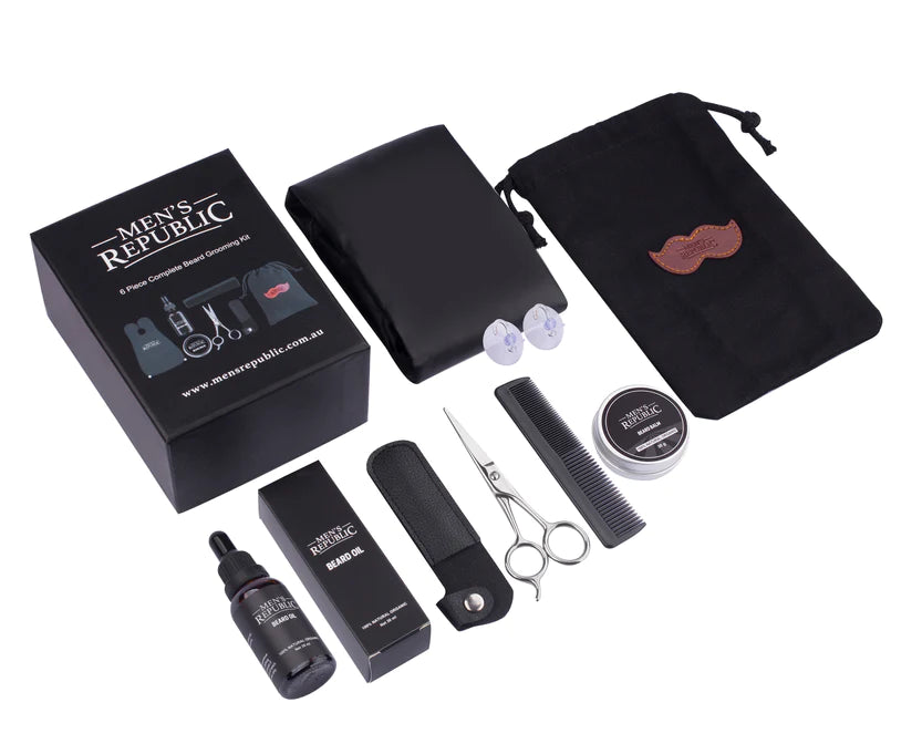 Beard Grooming Kit - 6-Piece with Bag and Apron